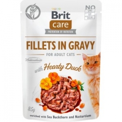 BRIT CARE CAT FILLETS IN GRAVY HEARTY DUCK 85G